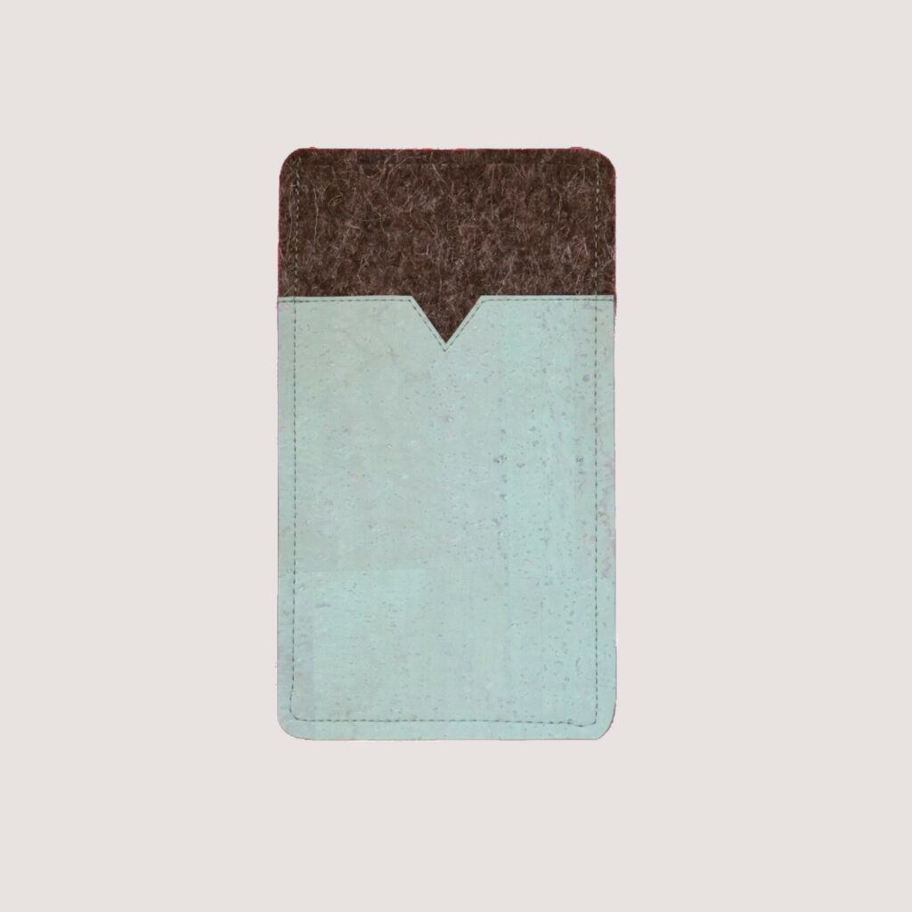 Handyhülle aus Filz und Kork - mintgrün - für Samsung Galaxy S23