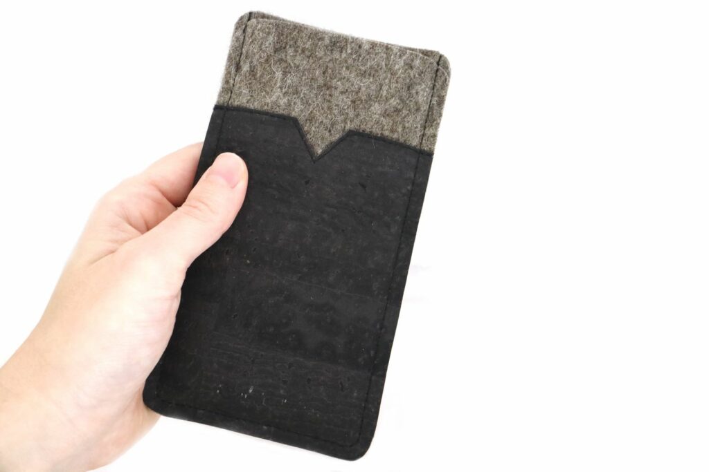 Handytasche aus schwarzem Kork und Filz, für Samsung Galaxy S23