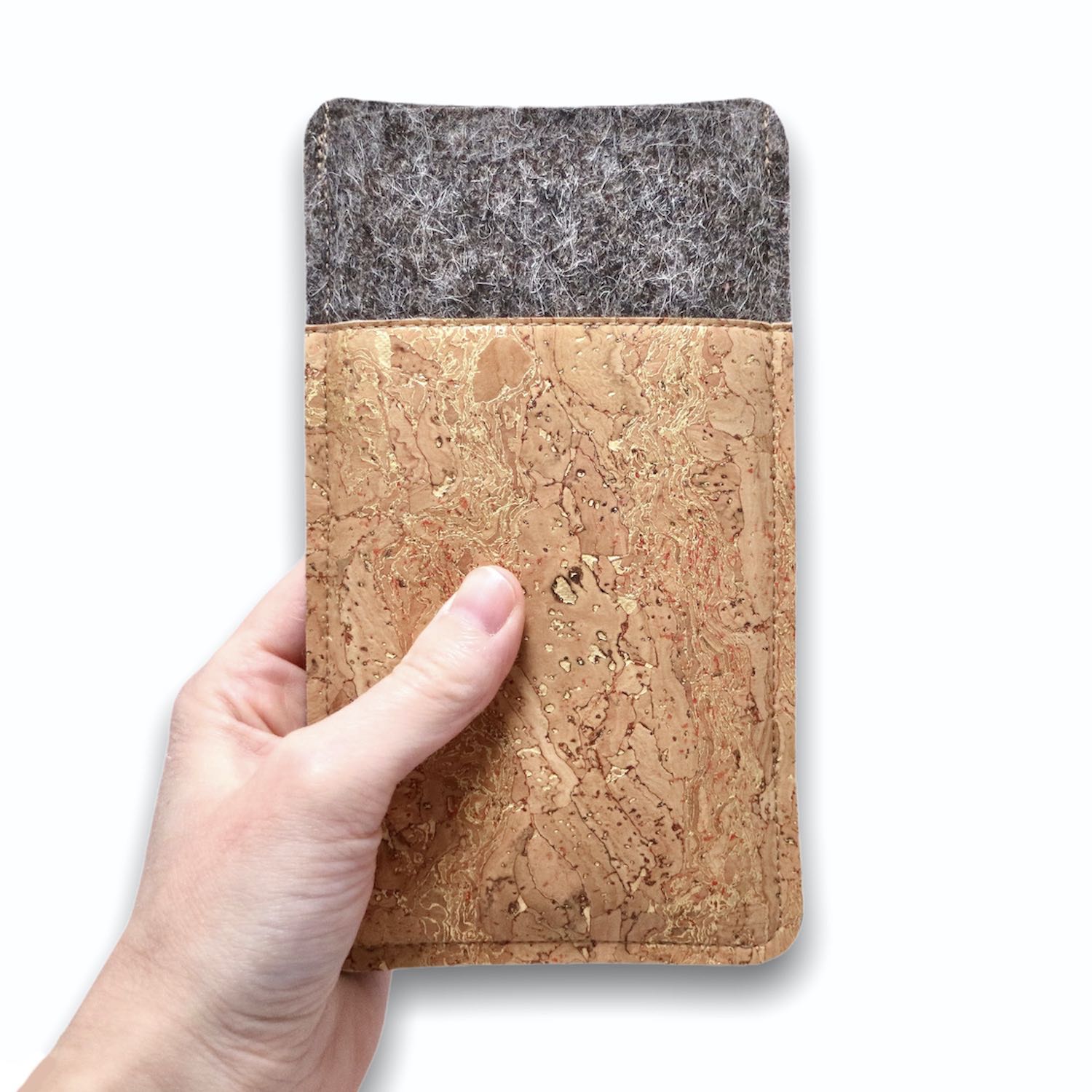 Handytasche aus Filz und Kork