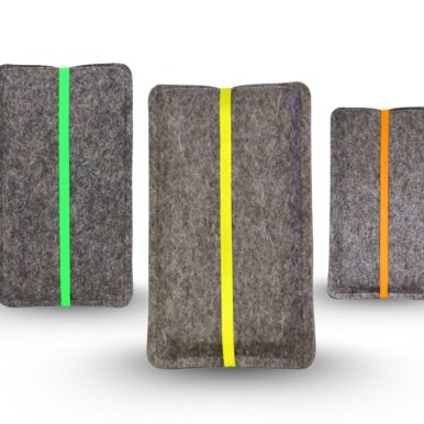 Handytasche aus Filz mit Neon-Gummiband, Maßanfertigung