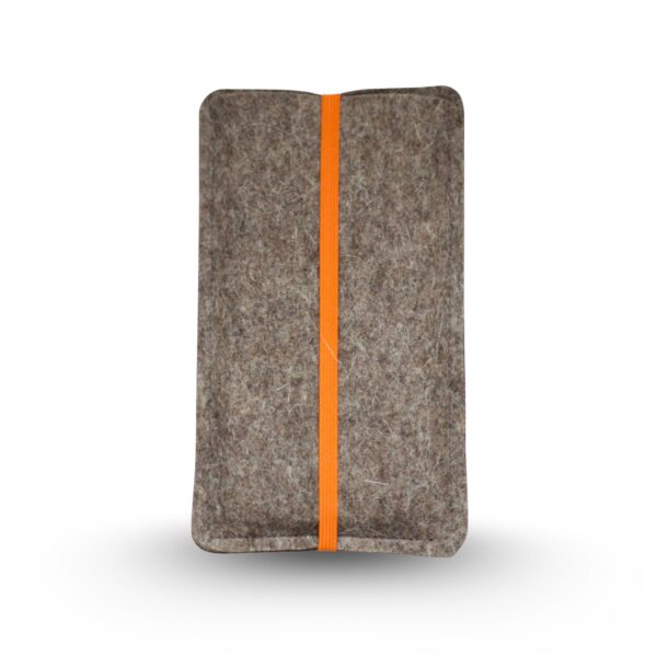 Handytasche aus Filz mit orangefarbenem Gummiband, verschiedene Handymodelle