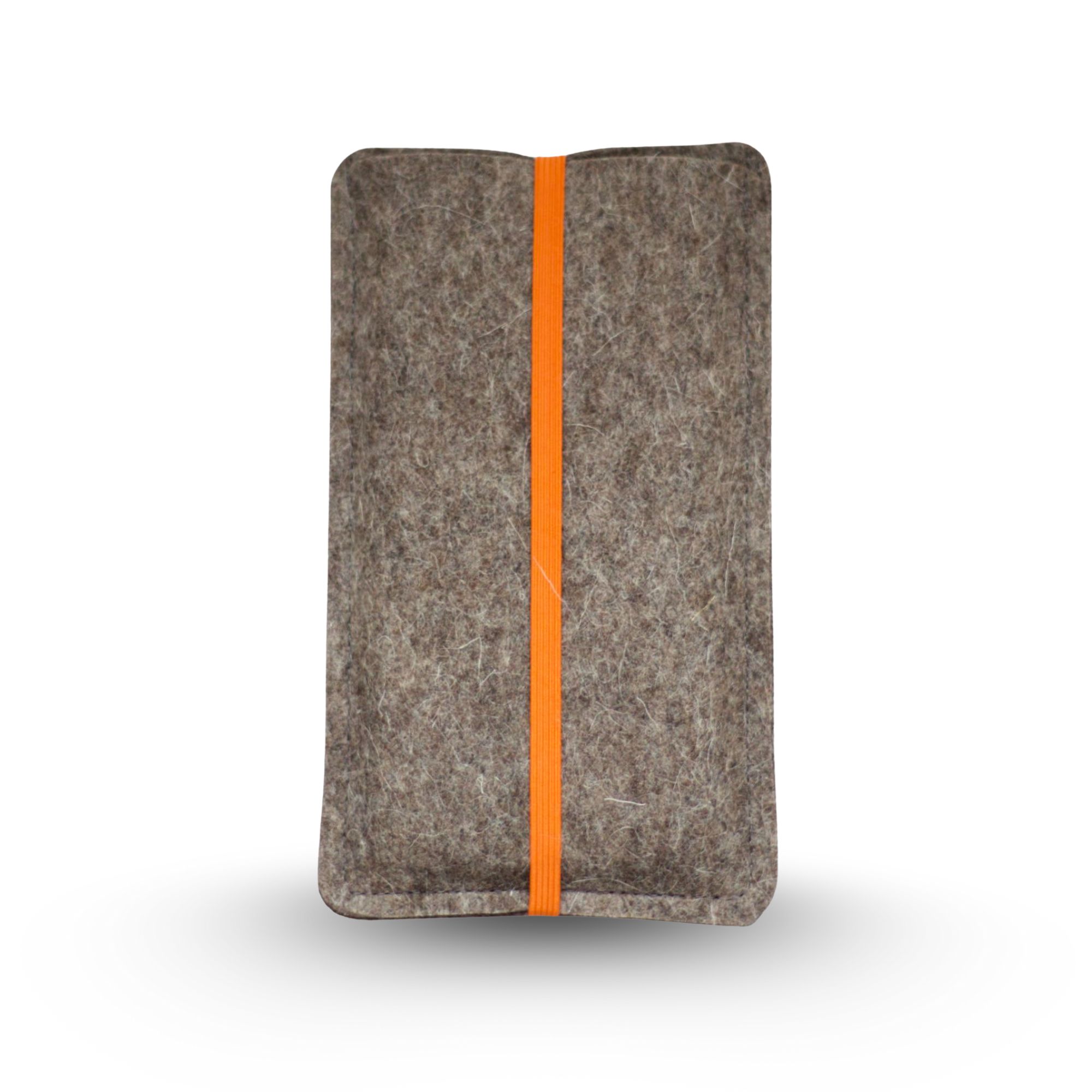 Handytasche aus Filz mit orangefarbenem Gummiband, verschiedene Handymodelle – Bild 1
