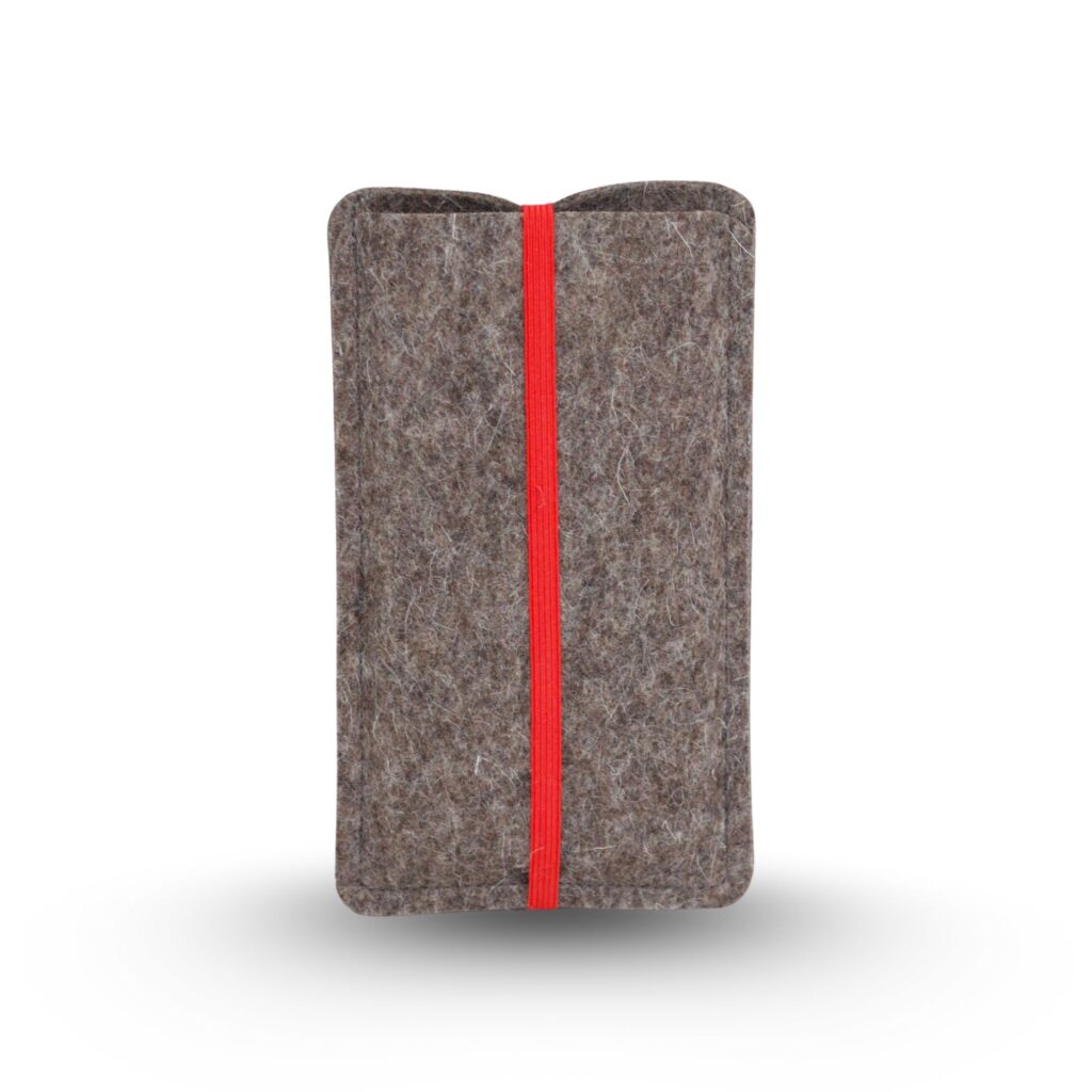 Filz Handytasche mit Gummiband, rot