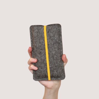 Handytasche aus Filz mit Gummiband - gelb