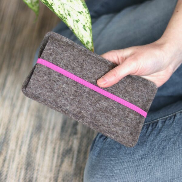 Filz Handyhülle mit Gummiband, pink