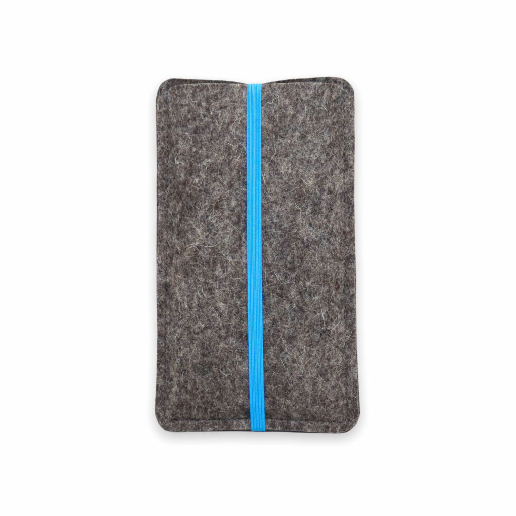 Handytasche mit Band - Filzhülle für dein Handy - blau 4 Handytasche mit Gummiband