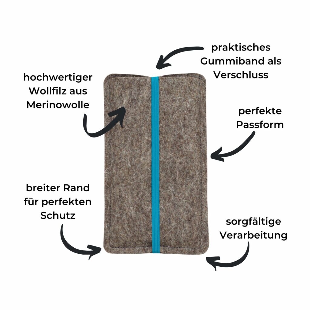 Handyhülle Filz petrol
