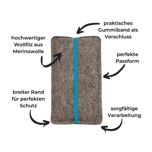 Handyhülle Filz petrol