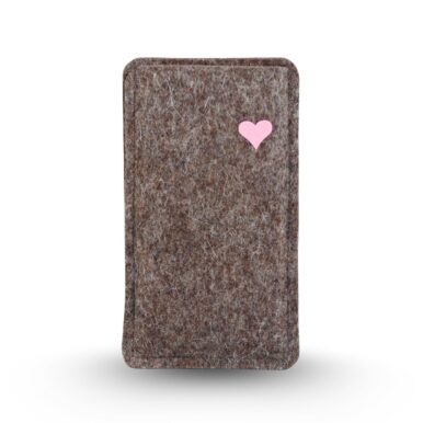 Filz Handytasche mit Herz, rosa