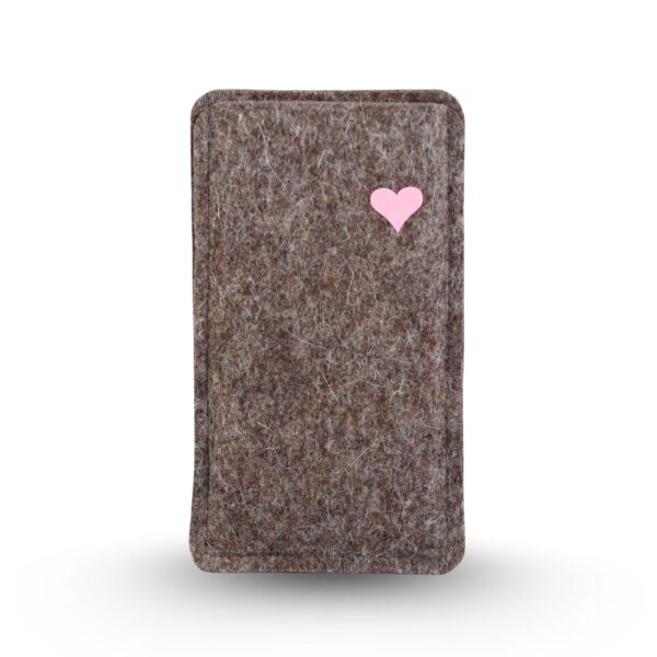 Filz Handytasche mit Herz, rosa