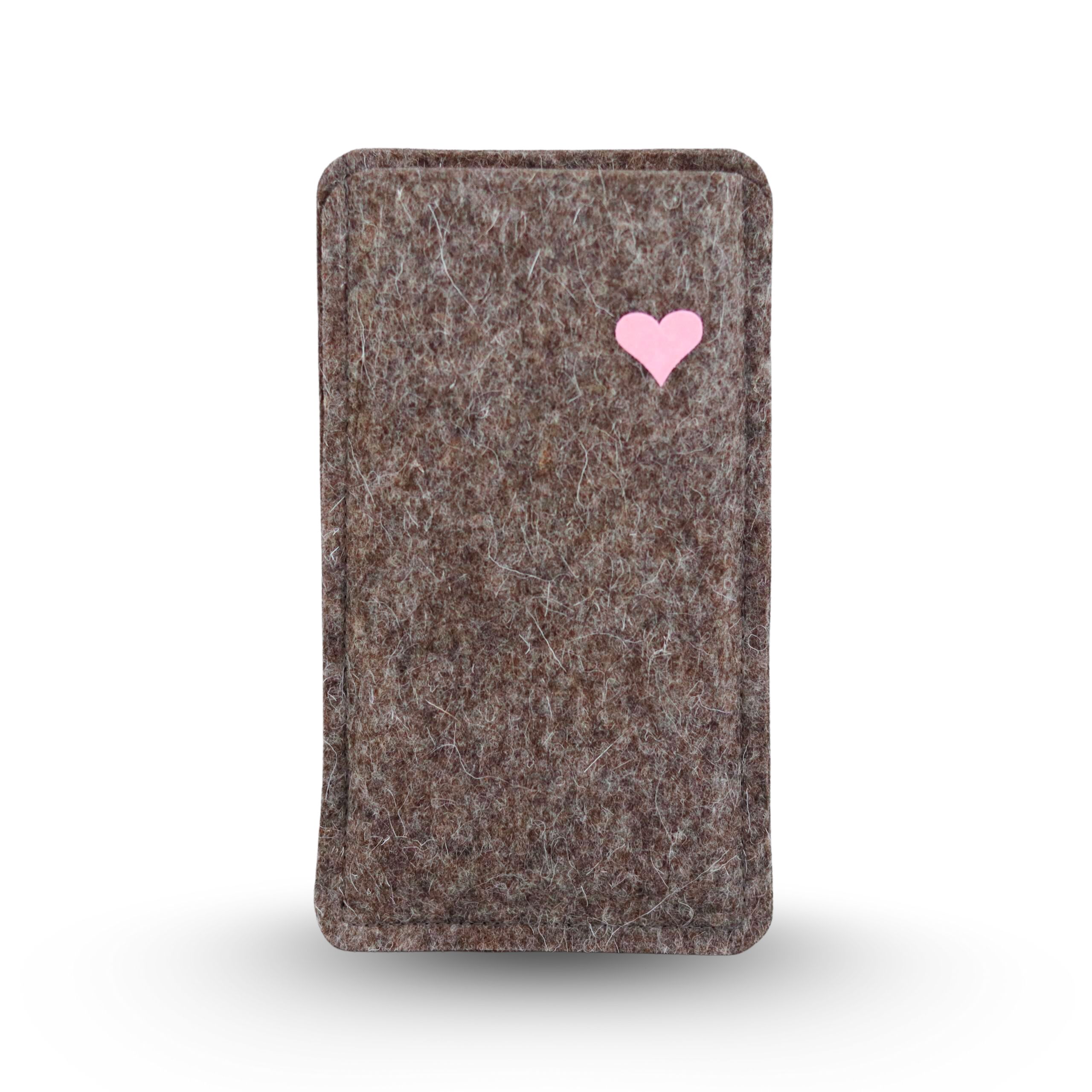 Filz Handytasche mit Herz, rosa