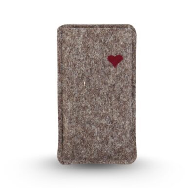 Filz Handyhülle mit Herz, dunkelrot