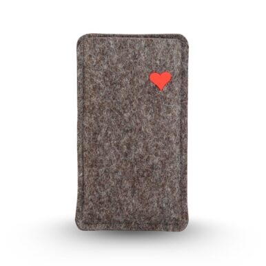 Filz Handyhülle mit Herz, neonrot