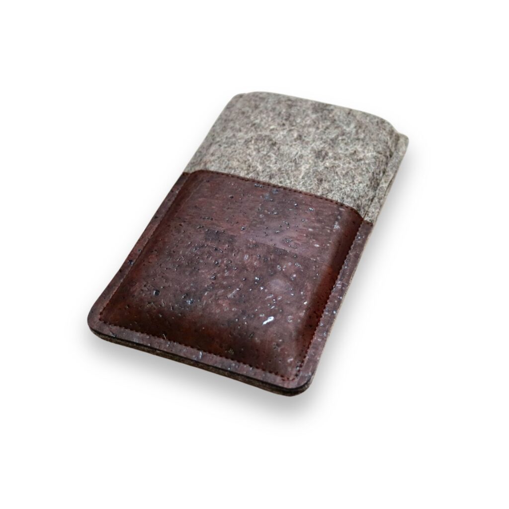 Handytasche aus Filz und braunem Kork, für iPhone 13 & iPhone 13 Pro