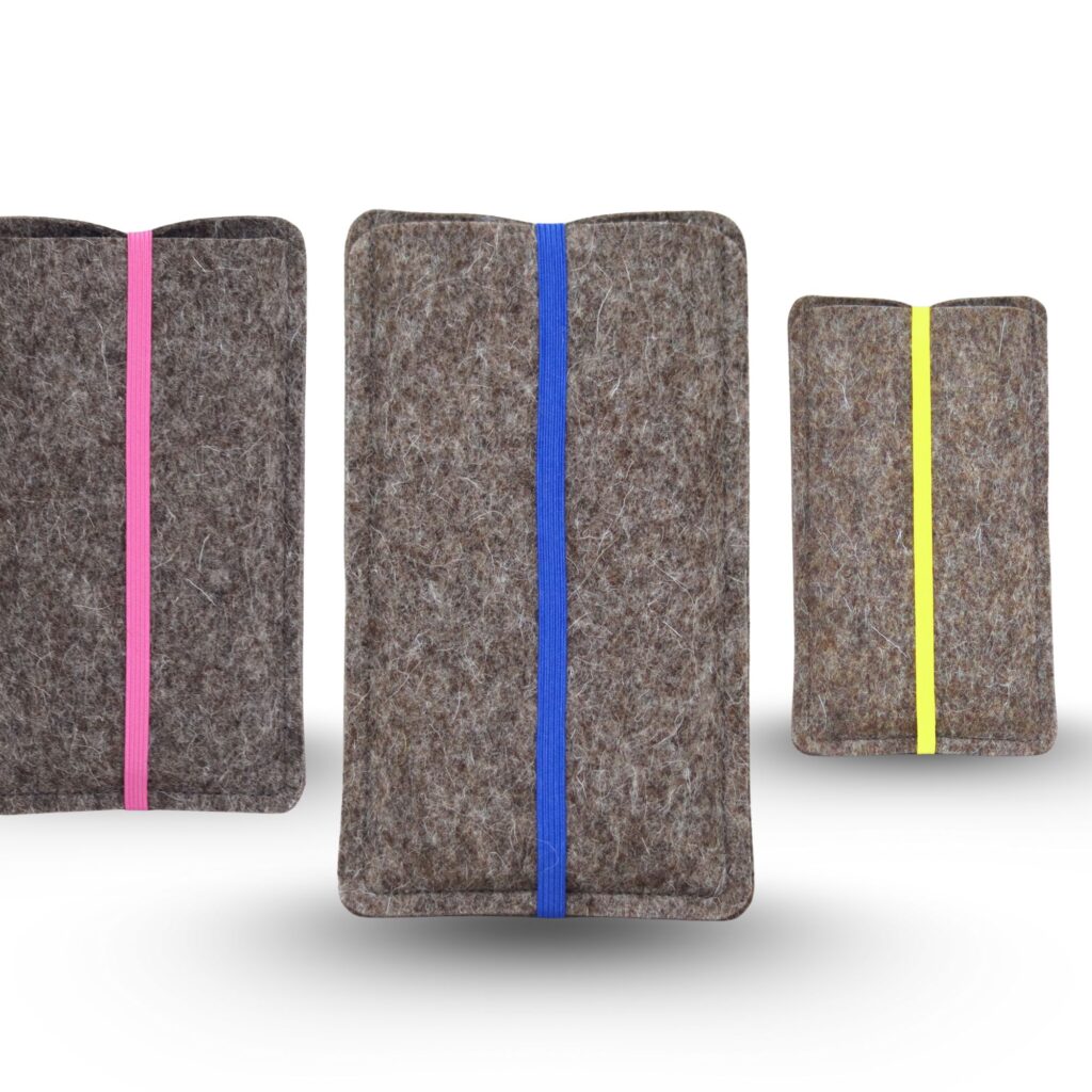 Filz Handytaschen mit Gummiband in verschiedenen Farben