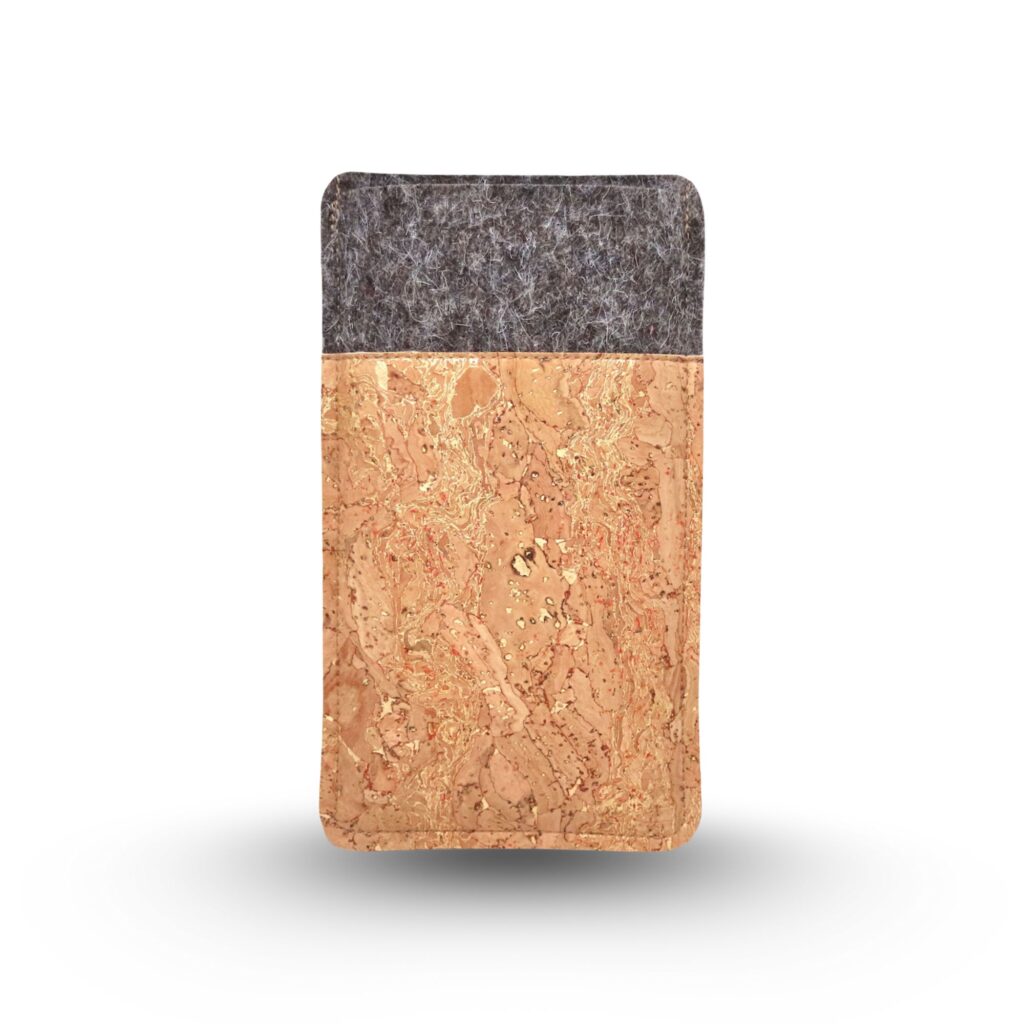 Kork Handyhülle mit goldfarbenem Muster, für iPhone 15 und 15 Pro