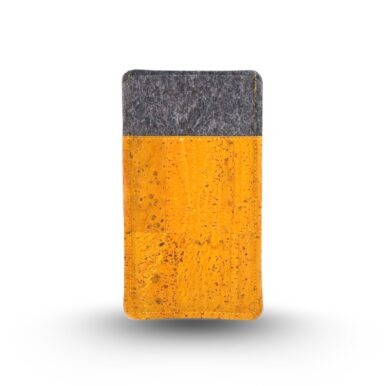 Handyhülle Filz und Kork, gelb, für iPhone 12 & iPhone 12 Pro