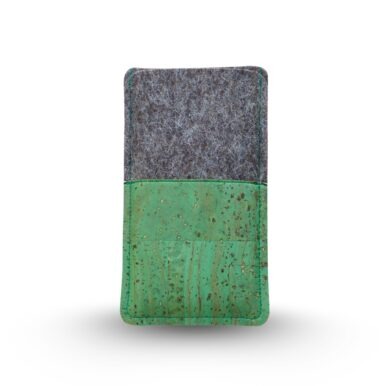 Handytasche aus Filz und Kork - grün - für Fairphone 4 – Bild 1