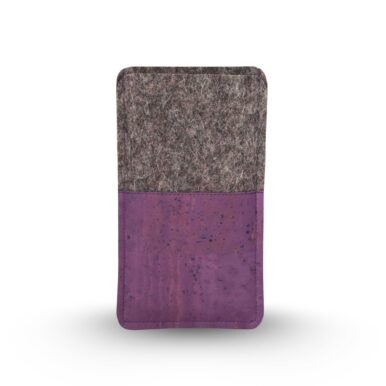 Lila Handytasche aus Kork und Filz