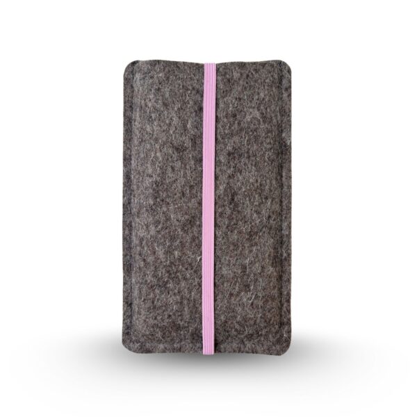 Handyhülle aus Filz mit rosa Gummiband