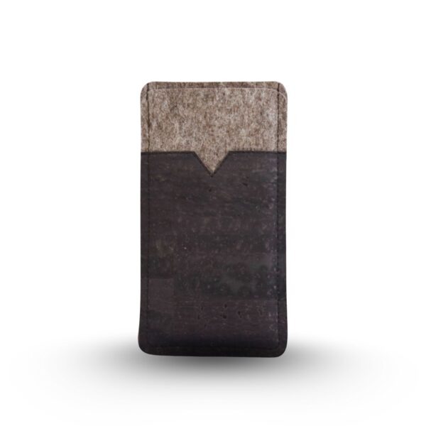 Handytasche aus Kork und Wollfilz, schwarz