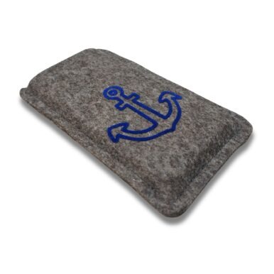 Handyhülle aus Filz mit blauem Anker