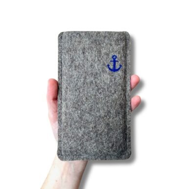 Filz Handytasche aus Wollfilz mit kleinem Anker