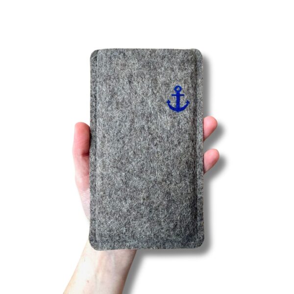 Filz Handytasche aus Wollfilz mit kleinem Anker