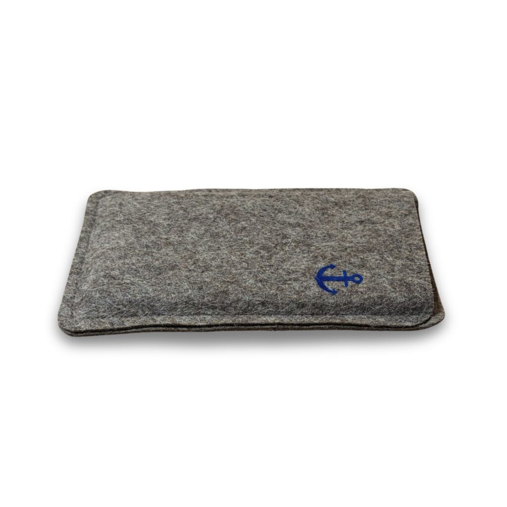 Filz Handytasche aus Wollfilz mit kleinem Anker