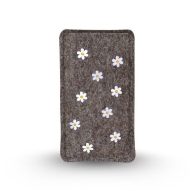 Handytasche aus Filz mit Gänseblümchen-Allover-Print, maßgeschneidert für jedes Handymodell