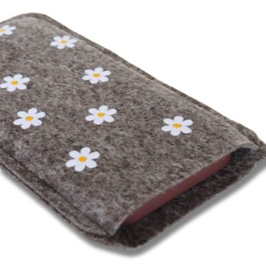 Handyhülle aus Filz mit Gänseblümchen-Print