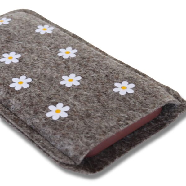 Handyhülle aus Filz mit Gänseblümchen-Print